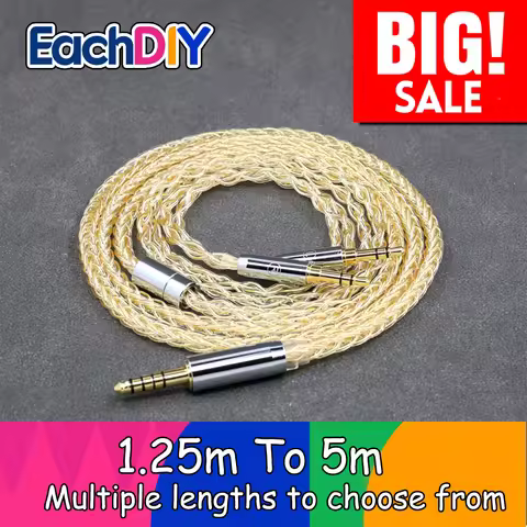8 Core 99% 7n Pure Silver 24k Gold Plated Earphone Cable For Denon AH-D7200 AH-D5200 AH-D9200 AH-D60