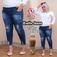 Celana Jeans Wanita 7/9 Jumbo KHAYSA PANTS 35-42 Pinggang Karet / Celana Jeans Wanita / Celana Panja