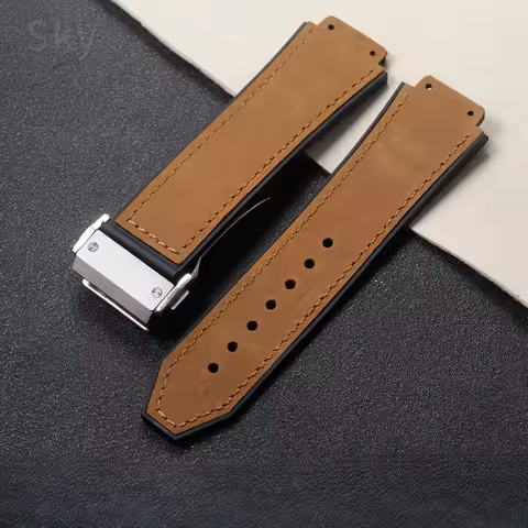For Hublot Yubo Classic Fusion Big Bang Convex Interface Folding Buckle Men Sport Frosted Leather Si