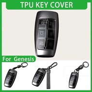 For Genesis Key Cases Hyundai GV80 GV90 G70 G80 G90 GV70 Soft TPU 6 Buttons Key Case Metallic Gray C