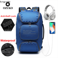 Frtgryht OZUKO กระเป๋าเป้สะพายหลังแล็ปท็อปสำหรับเดินทางกันน้ำขโมยพร้อมพอร์ต USB