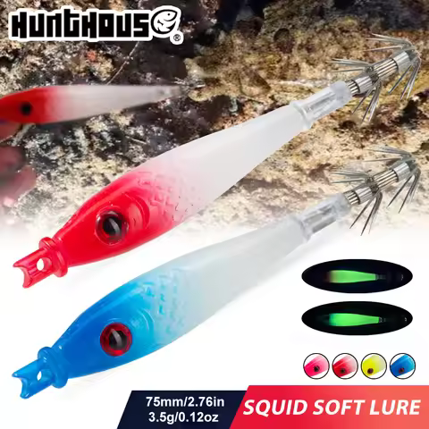 Hunthouse Squid Jig Fishing Lure EGI Soft Hard Bait Sinking 75mm 90mm 3.5g For Octopus Calamar Cuttl