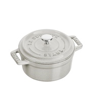 Staub Cocotte Round Cast Iron Pot with Steamer, White Truffle, made France