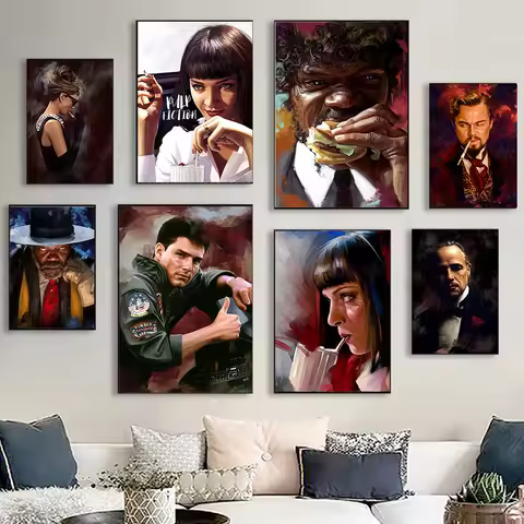 Vintage Movie Poster John Wick Chapter Pulp Fiction Top Gun Wall Art Canvas Painting Print Pictures 