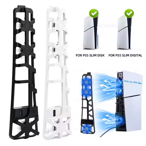 Cooling Fan For PS5 Slim Disc/Digital Gaming Console Accessories LED Light USB3.0 Hubs Cooling Syste