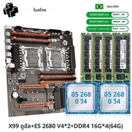 MOUGOl X99 Dual CPU Gamingเมนบอร์ดชุดntel Xeon E5 2680 V4 & DDR4 64GB (4*16GB) LGA2011-3 M.2 NVMEสํา