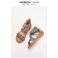 sandal tapak tinggi sandal tapak tebal sandal tinggi tebal Metesu Bohemian Ethnic Style Print Wedge 