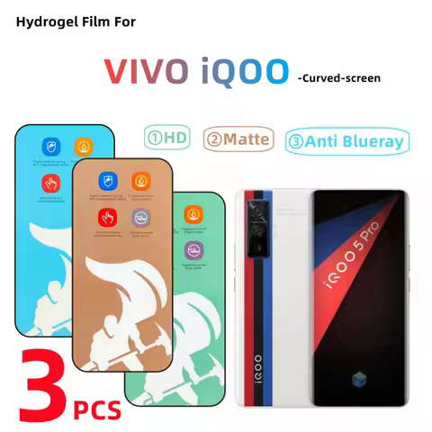 3pcs HD Hydrogel Film For VIVO iQOO 5 Pro Matte Screen Protector For iQOO 12pro/11pro/10pro/9pro/8pr