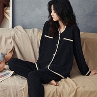 南极人（Nanjiren）【小香风】睡衣女春秋夏纯色棉质士家居服睡裤开衫韩版大码套装L