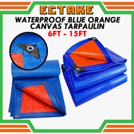 [ECTAKE] Kanvas Lembaran Kalis Air Siap Pakai / Waterproof Tarpaulin Sheet (Biru/Oren, 6FT–15FT)