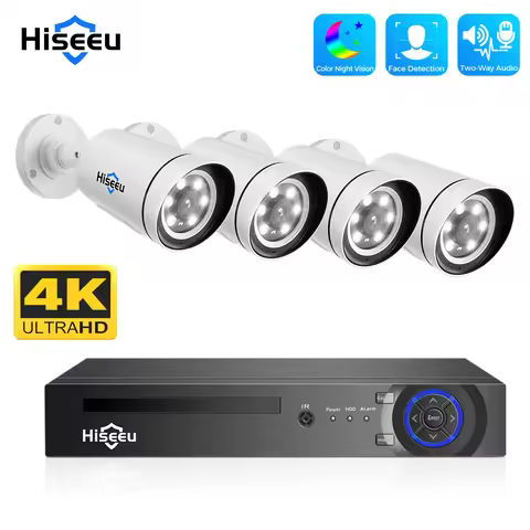 Hiseeu 4K 8MP POE Security Camera System AI Face Detection 8 Port 8CH NVR H.265 Video Recorder Surve