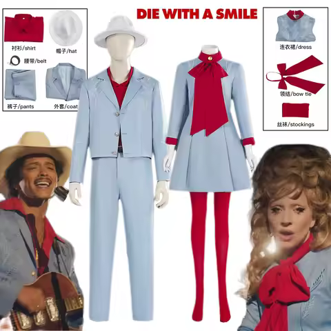Die With A Smile Lady Bruno Mars Cosplay Costume Gaga Blue Fancy Dress Suit Halloween Party Outfit f
