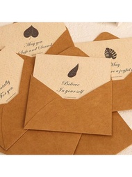 1入簡約復古牛皮紙信封：表白卡，感謝卡，可摺疊卡，小便條，名片附信封，生日卡