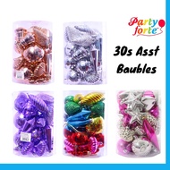 Partyforte Christmas 30Pc Assorted Christmas Bauble