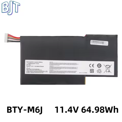 11.4V 64.98Wh 5700mAh New BTY-M6J Laptop Battery For MSI GS63VR GS73VR 6RF-001US BP-16K1-31 9N793J20