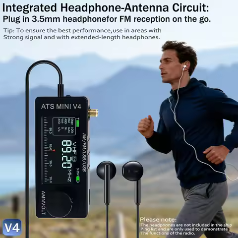 AMNVOLT V4 ATS MINI Radio with Stand & Headphone Amplifier Portable AM FM Radio Receiver TYPE-C Char