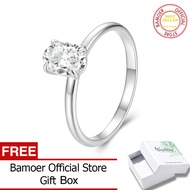 Bamoer Solitaire Moissanite Engagement Ring 1CT D Màu 925 Sterling Silver Với 18K vàng trắng Nhẫn mạ