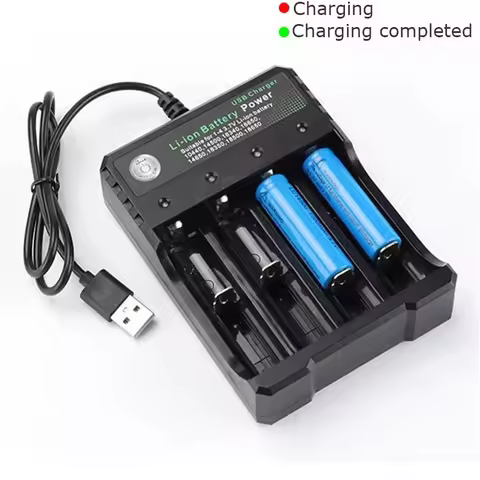 18650 Charger 4 Slots 4.2V Li-ion Battery USB Rechargeable Charging 18650 18500 14500 16650 26650 Li