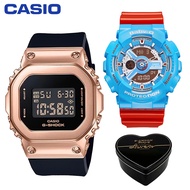 Original Baby G Men Women Sport Watch Couple Set BA110 GMS5600 Japan Quartz 200M Water Resistant Shockproof Waterproof World Time LED Auto Light Women Girl Boy Sports Wrist Watches 4 Years Official Store Warranty BA-110NC-2A GM-S5600PG-1