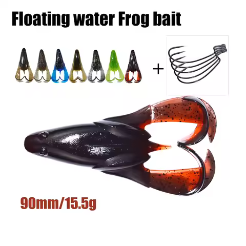 2pcs/set 90mm/15.5g Sinking Water Frog Bait Silicone Thunder Fishing Lure Soft Bait Artificial Wobbl