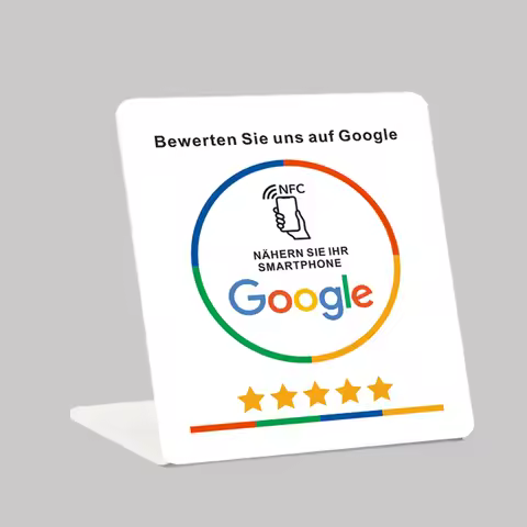 German French English Writing Google Review NFC Stand Display Table Display NFC Card Stand for Googl