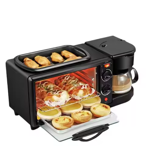3 in 1 Breakfast Maker Microwave 3 in 1 Breakfast Station Oven Coffee Maker and Frying Pan