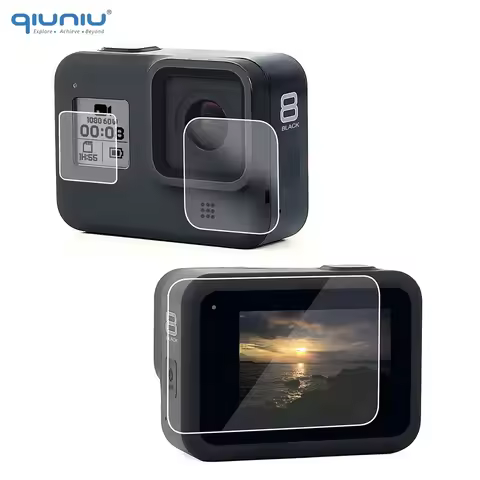 QIUNIU Screen Protector Film Lens Cap Protective Cover for GoPro Hero 8 Black Soft Silicone Protecti
