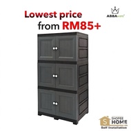 Abbaware Wardrobe Wooden Modern grey/ Almari Baju/ Storage Cabinet/ Drawer Cabinet