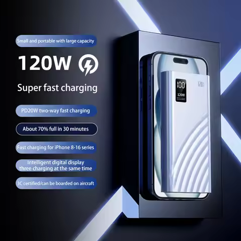 120W 500000mAh High Capacity Power Bank Super Fast Charging Power Bank Portable Battery Charger For 