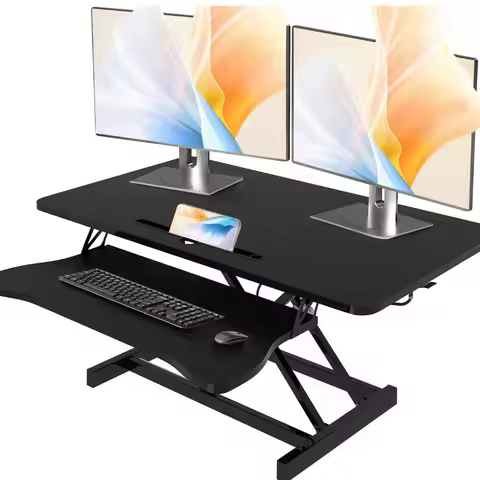 Standing Desk Converter 32 Inch Height Adjustable Sit To Stand Up Desk Tabletop Dual Monitor And Lap