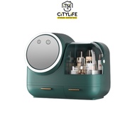 Citylife Makeup &amp; Vanity Storage Organiser with LED Light Mirror &amp; Fan