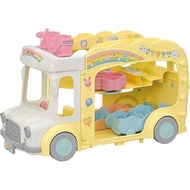 EPOCH Sylvanian Families 3-Story Nursery Bus Toy for Kids 3+ with Play Features S-70