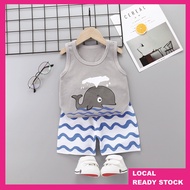 Kids Vest Clothes sets 1-4yrs Boy Girl Sleeveless T-Shirt Baby Cute Toddler Children Two-piece ~ Bab