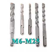 SDS-Plus-1 Shark Concrete Drill Bit Size:M6-M25 Dual Tungsten Carbine Tip [DYY]