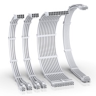 EZDIY-FAB (สายถักแต่งคอม) 16AWG PSU 12VHPWR Cable Extension 4 Cables - All White (ทั้งเซ็ต)