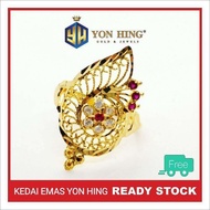 Cincin Design India Saiz 13.5 15 15.5 16.5 19 20 20.5 21.5 Emas 916 Yon Hing