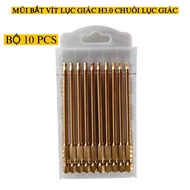 Set of 10 H3.0 hexagonal screwdriver bits for screwdrivers, hex head screwdriver bits length 100mm