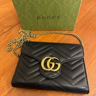 GUCCI 黑MARMONT三層WOC鏈包