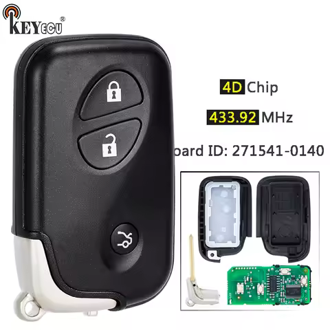 KEYECU 433.92MHz 4D Chip Board ID: 271451-0140 Proximity Keyless Remote Smart Key Fob for Lexus IS25