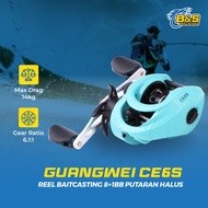 GUANGWEI Reel BC CE6S Ratio 6.1:1 Baitcasting Reel 8+1BB smooth rotation RP027