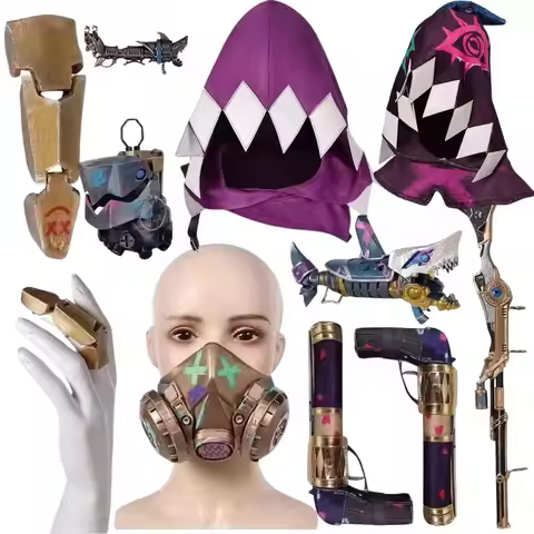 Arcane Jinx Cosplay Belt Gloves Finger Weapons Hexcore Crystal Necklace Keychain Gun Mask Hood Costu