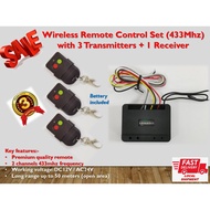 Autogate Door Wireless Remote Control Set (433Mhz) with 3 Transmitters + 1 Receiver
