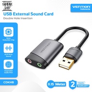 VENTION CDKHB USB A External Sound Card Adapter AUX 3.5mm for PC Personal Computer Komputer Metal Ty