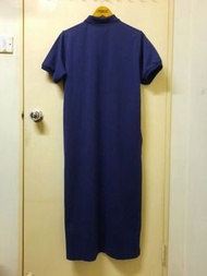 現貨 日本 LACOSTE for BEAMS BOY 藍色 短袖 長版 連身裙 左右 口袋 側面 小開衩 POLO 鈕扣 設計  (NAVY) Blue Short Sleeved Long Dre