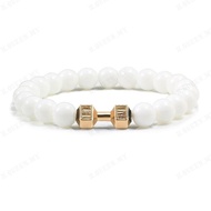 H Bright turquoise bracelet dumbbell alloy bracelet black power bracelet dumbbell bead bracelet elec