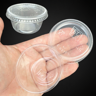 2oz Round Container & Lid [ 100sets± ] EC E622C - Disposable Plastic PET Food Sauce Container - Beka