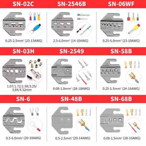 SN Crimping Tool Pliers Crimp Jaw Set,4mm slot jaws,SN-48B/58B/68B/2546B/2549/02C/03H/06WF/-6,used f