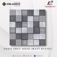 Keramik Lantai Orlando 40x40 Oasis Grey Matt Rustic Kasar