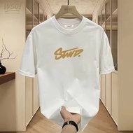 W501 - Distro T-Shirt with Stwd Gold Cotton 24s Motif, Trendy Short Sleeve Men's Shirt