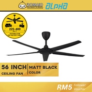 ALPHA 56"5B W REMOTE DC CEILING FAN MATT BLACK CX20-56-MB